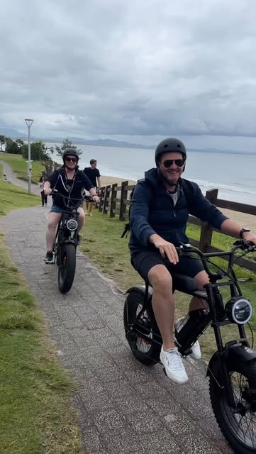 Riders exploring Byron Bay on e-bikes