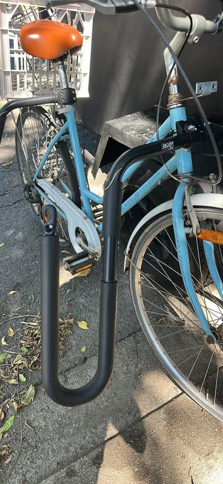 Close-up of the actual front and rear BEAST longboard rack supports