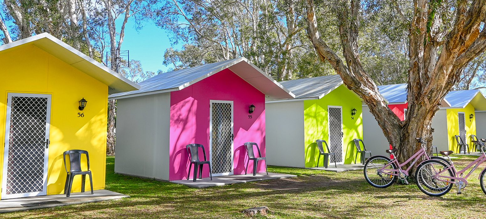 the pink bikes at the glen villa resort huts