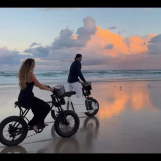 Sunset e-bike ride on a secluded Byron Bay beach